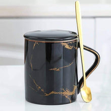 Black Thunder Effect Ceramic Coffee Mug with lid and Spoon