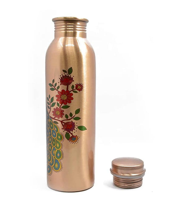 Peacock Pure Copper Water Bottle (1litre) Handmade
