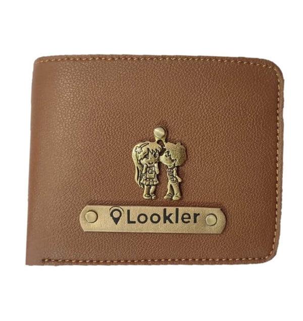 Personalized  Leather Wallet for Men with Name and Charm