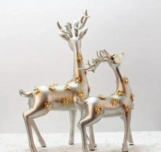 2Pcs Deer Resin Statues Home Decor Sculpture Ornaments