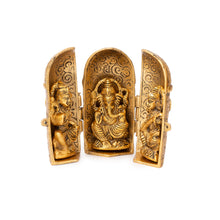 Metal round folded temple, Laxmi Ganesh Saraswati Darbar decorative showpiece