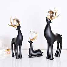 Gorgeous Black & Gold Polyresin Swamp Deer Figurine Adorned with Decorative Crystal Balls