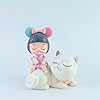 The Decor Deal Resin Girl on cat car Dashboard Shaking Toys Bobble Head showpiece Gift for All Occasions