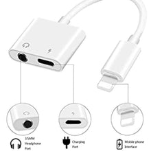 Dual 3.5mm Headphone Jack & Charge Splitter Adapter Compatible with All iPhone 11/12/X/ XS/ MAX / XR/ iPad Earphone Charging / Call / Volume Control