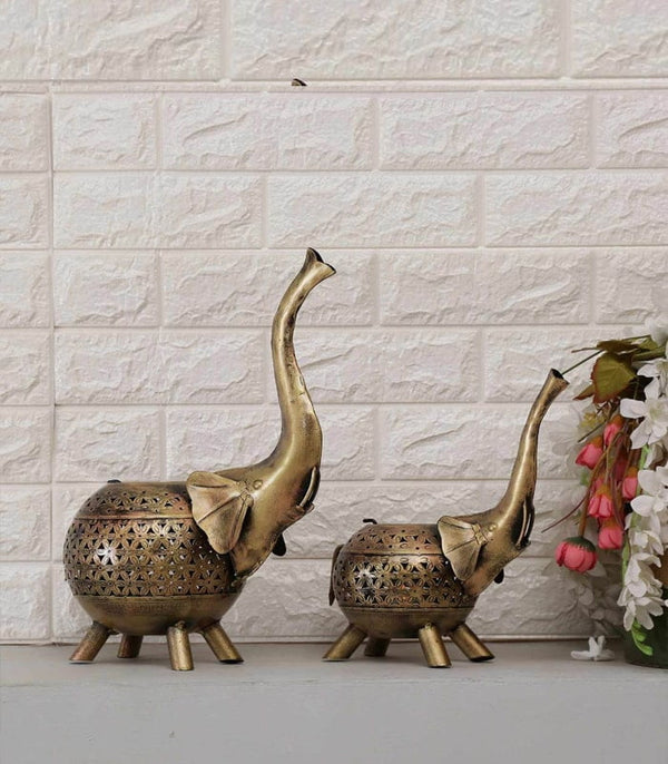 Brown Brass Finish Tea Light Holder Set of 2