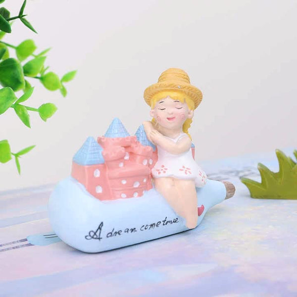 Girl on Drift Bottle Resin Decoration Showpieces