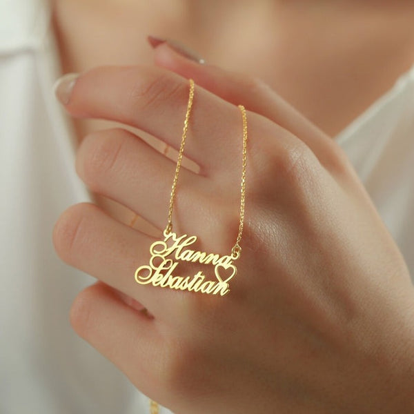 Personalised Gold Plated Heart Name Necklace