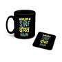 Hum Sirf Dost Hain Funny Quotes Printed Black Patch Ceramic Coffee Cup & Mug with Coaster