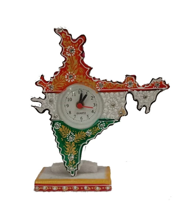 India Map Marble Table Clock