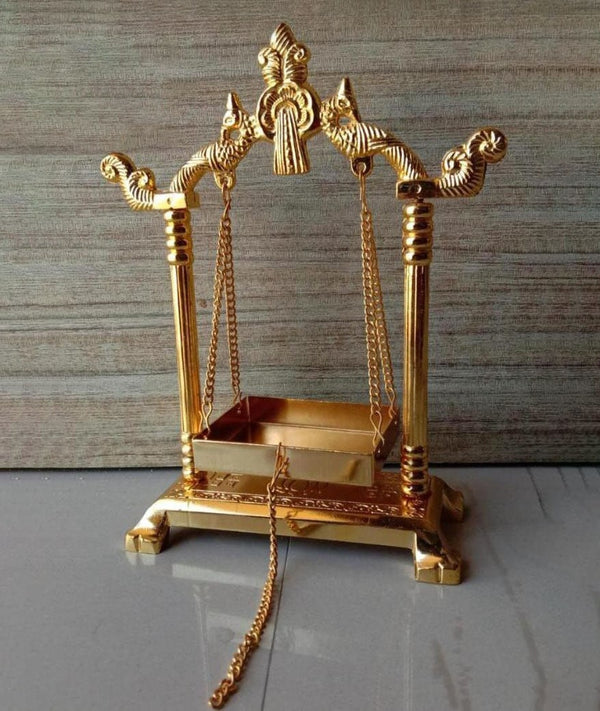 Golden Jhula or Swing or Unjal for Krishna or Ganesh Decorative showpiece 6 inch
