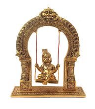 Golden Oxidized Krishna on Swing Jhula