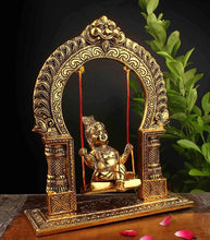 Golden Oxidized Krishna on Swing Jhula