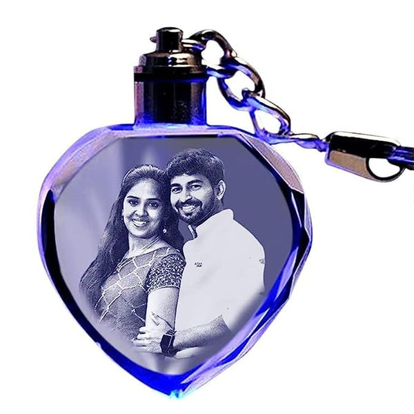 Personalized Crystal Heart Shaped LED Keychain