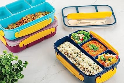 Lunch Box with Plastic Bucle Design and Leak Proof for Office & College, School ( Set of 1 )