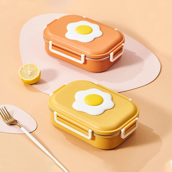 4 Compartment Plastic Lunch Box with Cutlery Reusable PP Plastic Lunch Box