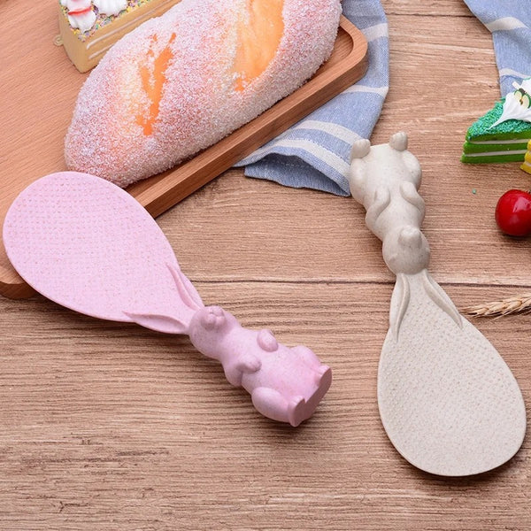 Wheat straw rabbit meal spoon (Set of 2, Pink)