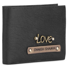 Personalized Men's Professional Leather Wallet with Name & Charm (Black Color)