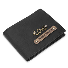 Personalized Men's Professional Leather Wallet with Name & Charm (Black Color)