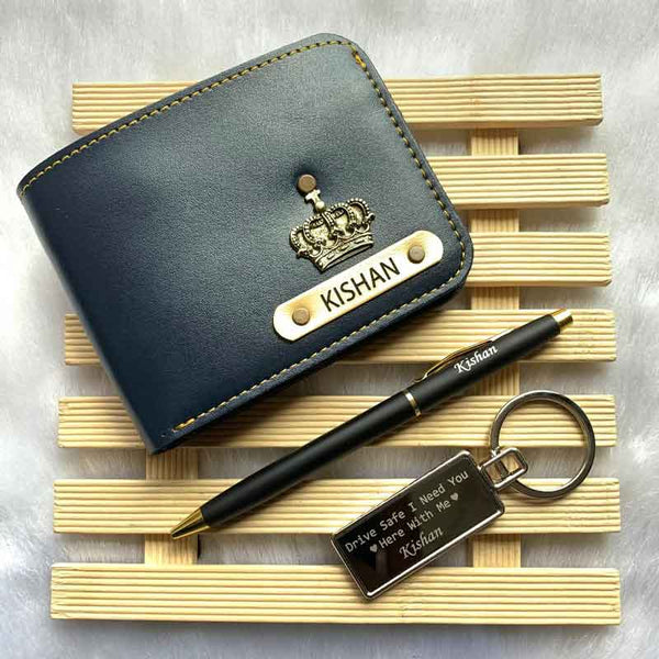 Personalised Name Wallet, Pen, and Keychain Collection - Combo