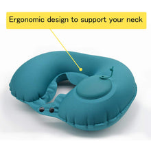 Portable Push Type Automatic Inflatable U-Shaped Pillow (Multicolour)