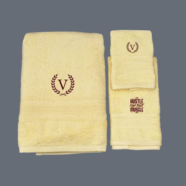 Gym Lover Personalized Cotton Embroidered Towels (Set of 3)