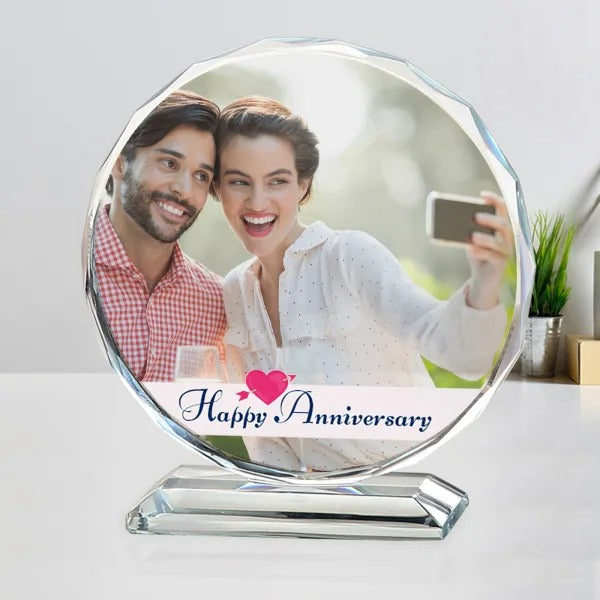 Personalized Anniversary Crystal Photo Stand