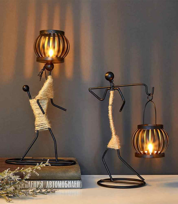 Metal Candlestick Abstract-Character Sculpture Candle Holder