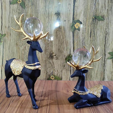Pair of Black Deer Resin Showpiece (Standard Size, Black, Turquoise)