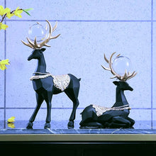 Pair of Black Deer Resin Showpiece (Standard Size, Black, Turquoise)