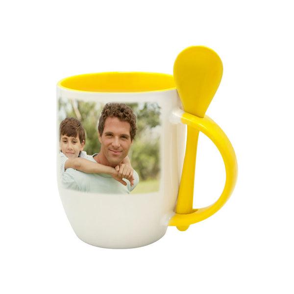 Personalized yellow with Spoon Mug