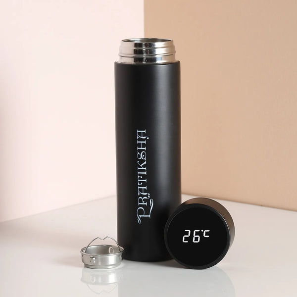 Personalized Temperature Display Black Water Bottle