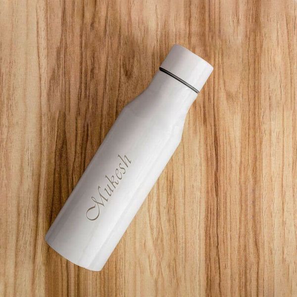 Personalized White Stainless Steel Water Bottle – 500ML Eco-Friendly Hydration