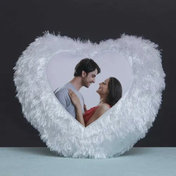 Personalized Heart-Shaped Fur Cushion