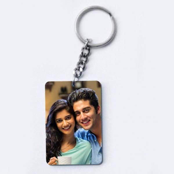 personalized rectangular both side plastic key ring