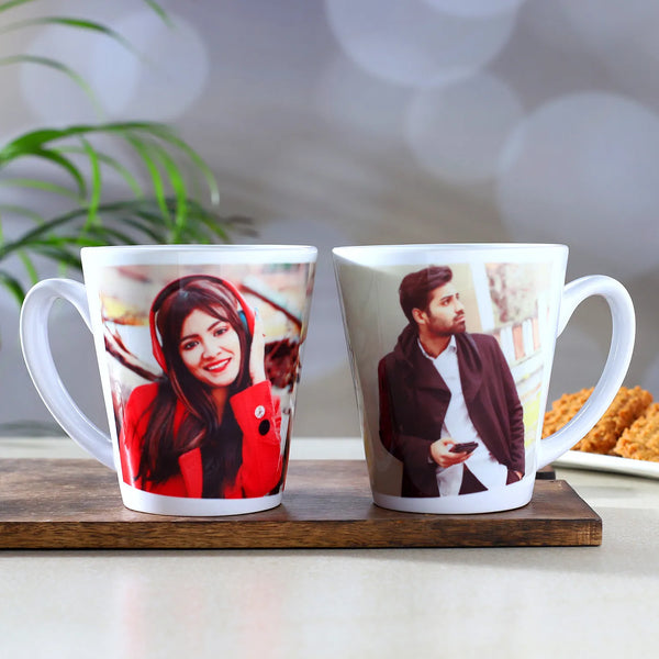 Set Of 2 Personalised Photo Conical Mugs