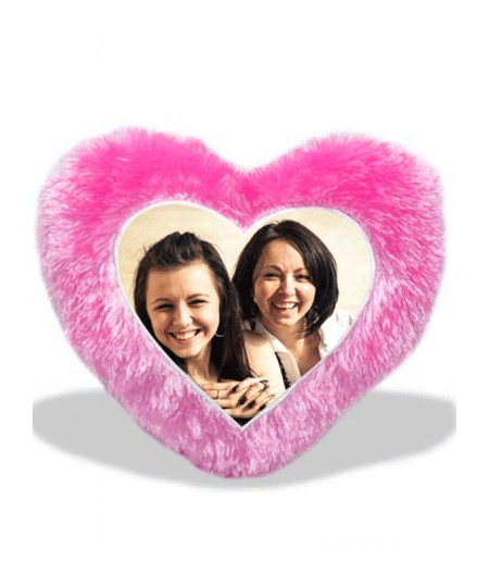 Personalized Pink Heart Photo Cushion