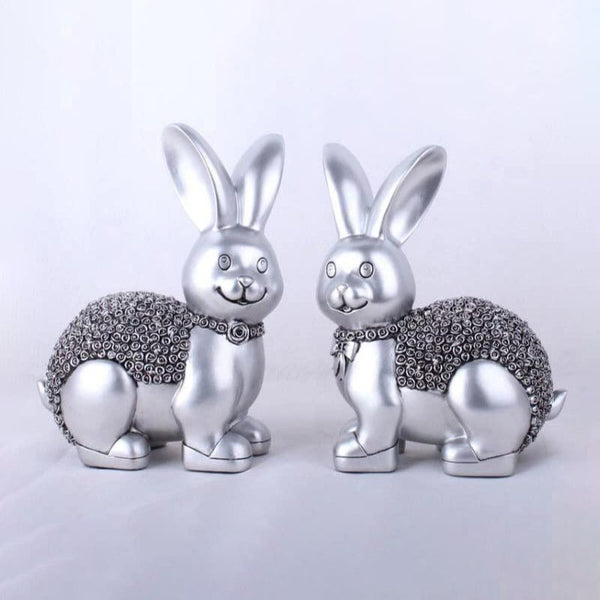 Pair of Silver Rabbit Decor showpiece for Living Room