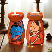 Handmade Terracotta Tealight Holder | Festive Diya with Holder | Diwali Decoration