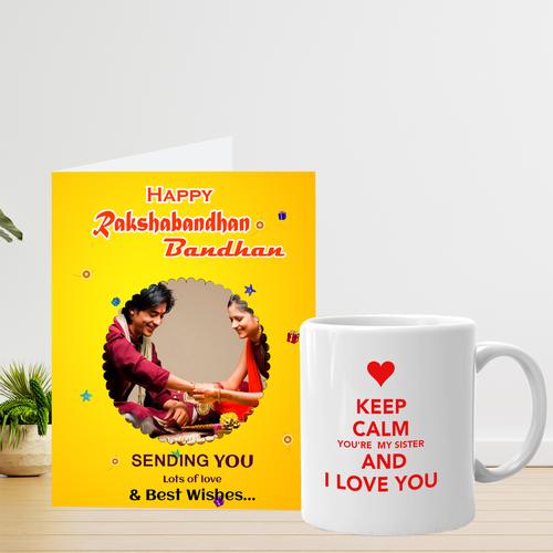 Personalized Greeting Cards with Coffee Mug - Happy Rakshabandhan