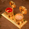 Handicraft metal Kumkum box with decorative wave-rim design – 4-inch Sindoor Dabbi for puja or gifting
