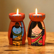 Handmade Terracotta Tealight Holder | Festive Diya with Holder | Diwali Decoration
