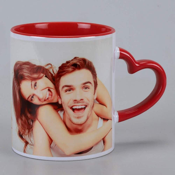 Personalized Red Heart Handle Mug