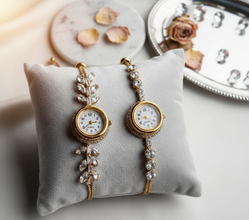Women's Vintage-Inspired Gold Crystal Bracelet Watch Pack of 3