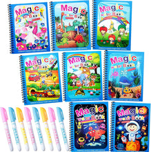 Children's reusable water coloring book with educational pictures, available in a pack of 8