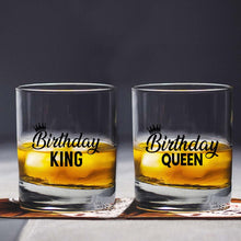 Discover Whiskey Glasses with Birthday King & Queen Design - A Royal Choice!