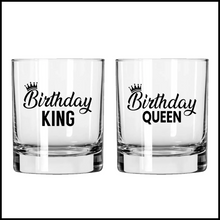 Discover Whiskey Glasses with Birthday King & Queen Design - A Royal Choice!