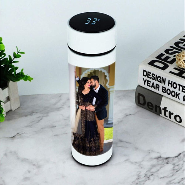 Personalized Photo-Printed Smart Water Bottle with LED Display and Vacuum Insulation