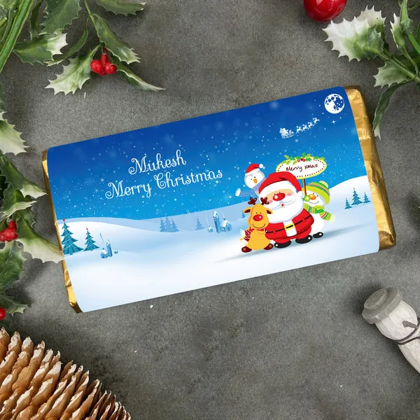 Personalized Santa wishes Merry Christmas Chocolate Bar thumbnail 1