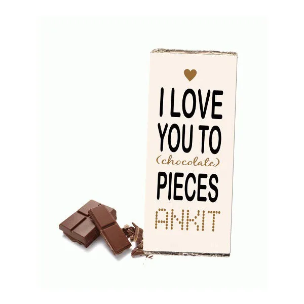 Love You To Pieces Personalised Chocolate Bar with Name & Message thumbnail 2