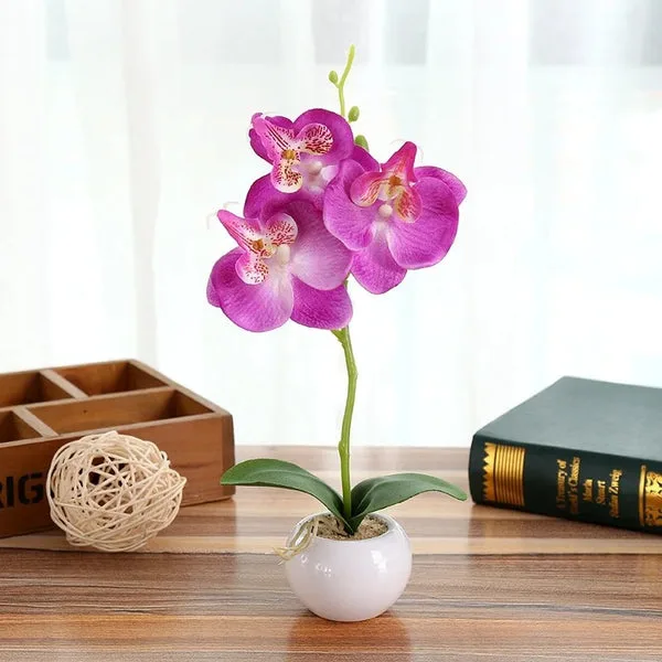 Artificial Orchids flowers with Ceramic Pot for Home Decoration thumbnail 2